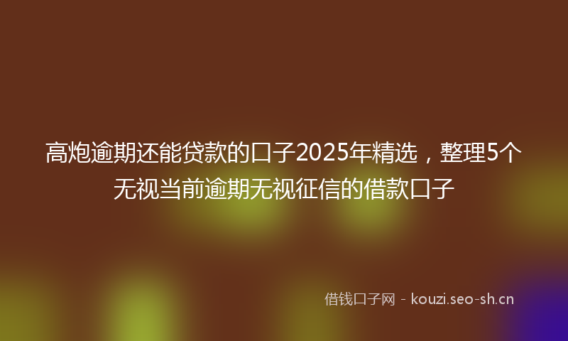 高炮逾期还能贷款的口子2025年精选，整理5个无视当前逾期无视征信的借款口子