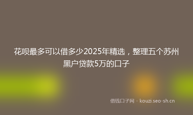 花呗最多可以借多少2025年精选，整理五个苏州黑户贷款5万的口子