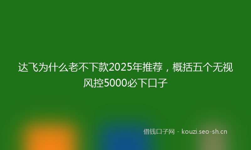 达飞为什么老不下款2025年推荐，概括五个无视风控5000必下口子