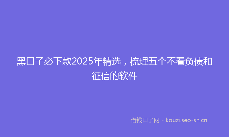 黑口子必下款2025年精选，梳理五个不看负债和征信的软件