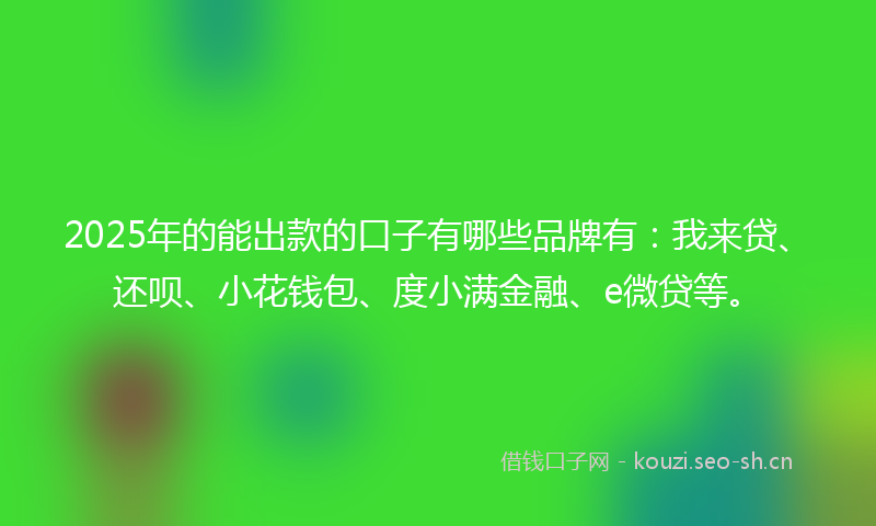 2025年的能出款的口子有哪些品牌有：我来贷、还呗、小花钱包、度小满金融、e微贷等。