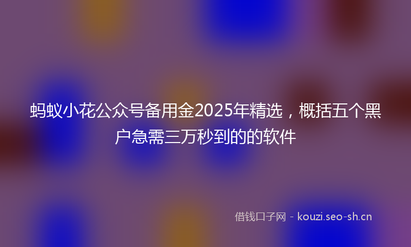 蚂蚁小花公众号备用金2025年精选，概括五个黑户急需三万秒到的的软件