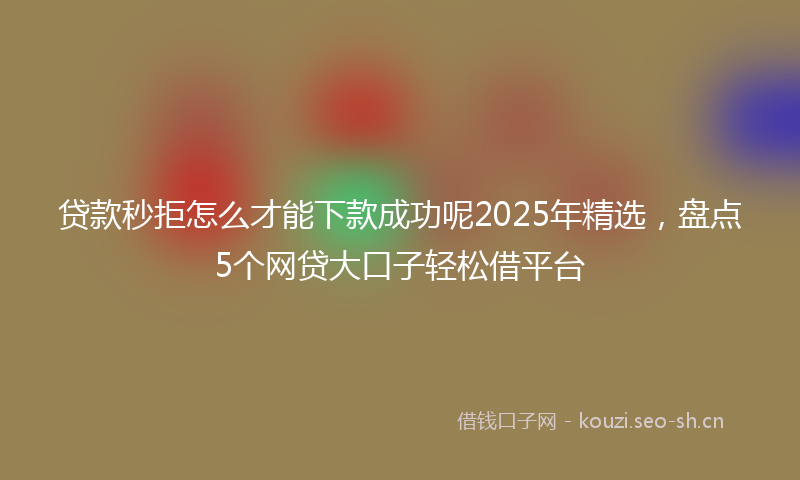 贷款秒拒怎么才能下款成功呢2025年精选，盘点5个网贷大口子轻松借平台