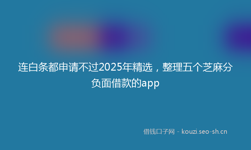 连白条都申请不过2025年精选，整理五个芝麻分负面借款的app