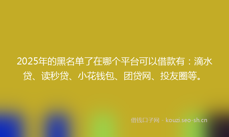 2025年的黑名单了在哪个平台可以借款有：滴水贷、读秒贷、小花钱包、团贷网、投友圈等。