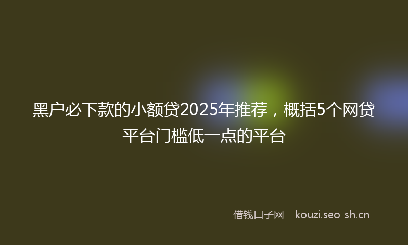 黑户必下款的小额贷2025年推荐，概括5个网贷平台门槛低一点的平台