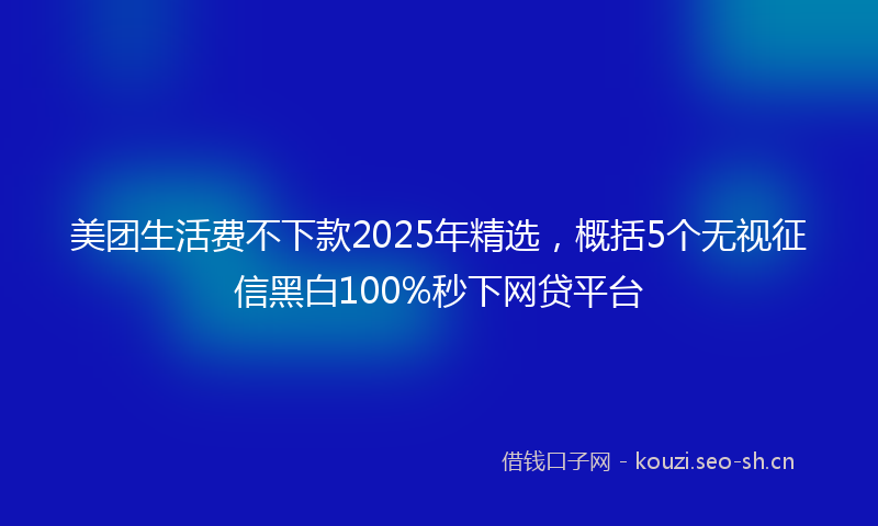 美团生活费不下款2025年精选，概括5个无视征信黑白100%秒下网贷平台