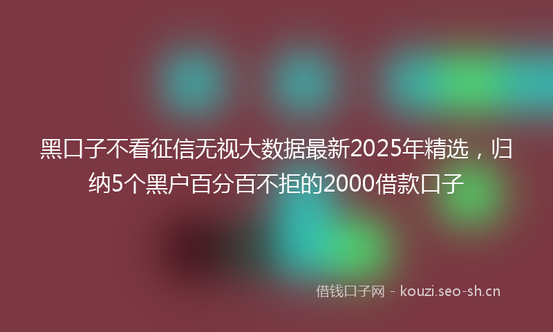 黑口子不看征信无视大数据最新2025年精选，归纳5个黑户百分百不拒的2000借款口子