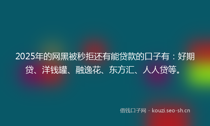 2025年的网黑被秒拒还有能贷款的口子有：好期贷、洋钱罐、融逸花、东方汇、人人贷等。