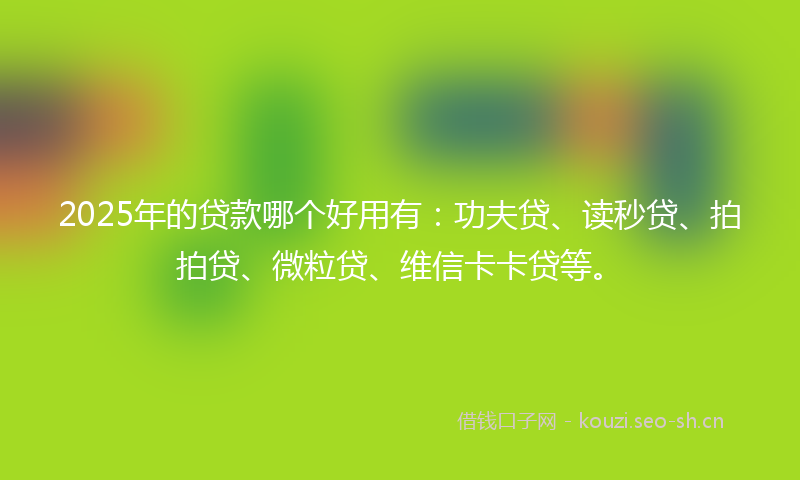 2025年的贷款哪个好用有：功夫贷、读秒贷、拍拍贷、微粒贷、维信卡卡贷等。