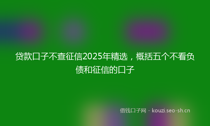 贷款口子不查征信2025年精选，概括五个不看负债和征信的口子