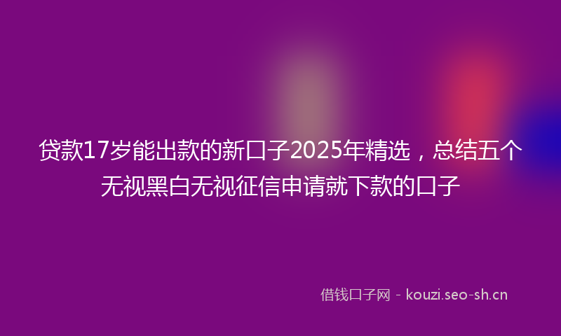 贷款17岁能出款的新口子2025年精选，总结五个无视黑白无视征信申请就下款的口子