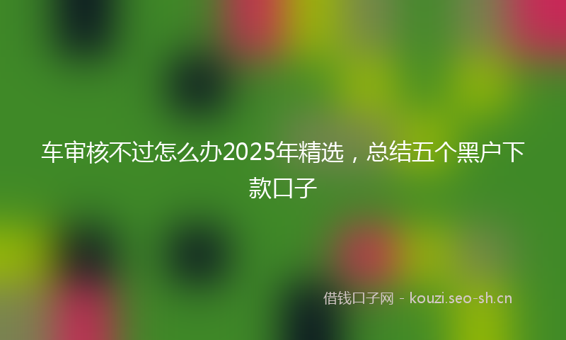 车审核不过怎么办2025年精选，总结五个黑户下款口子