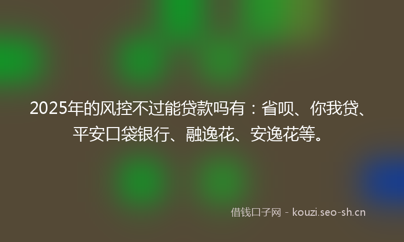 2025年的风控不过能贷款吗有：省呗、你我贷、平安口袋银行、融逸花、安逸花等。