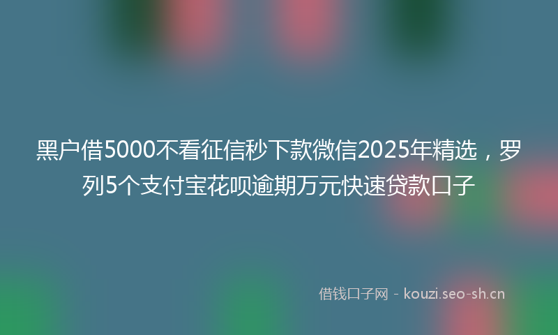 黑户借5000不看征信秒下款微信2025年精选，罗列5个支付宝花呗逾期万元快速贷款口子