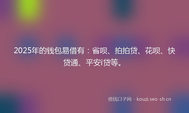 2025年的钱包易借有：省呗、拍拍贷、花呗、快贷通、平安i贷等。
