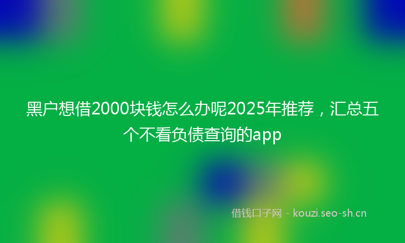 黑户想借2000块钱怎么办呢2025年推荐，汇总五个不看负债查询的app