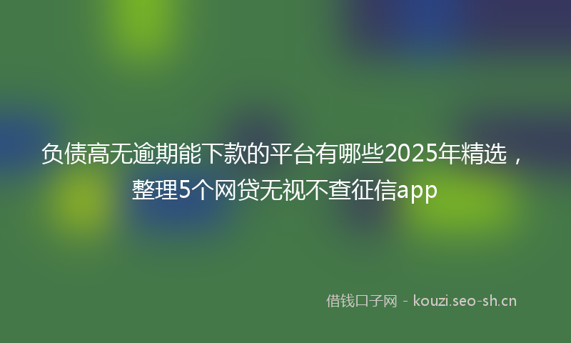 负债高无逾期能下款的平台有哪些2025年精选，整理5个网贷无视不查征信app