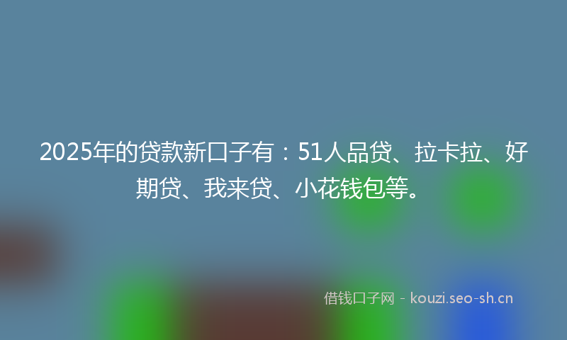 2025年的贷款新口子有：51人品贷、拉卡拉、好期贷、我来贷、小花钱包等。