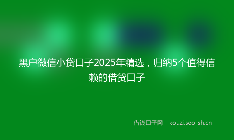 黑户微信小贷口子2025年精选，归纳5个值得信赖的借贷口子