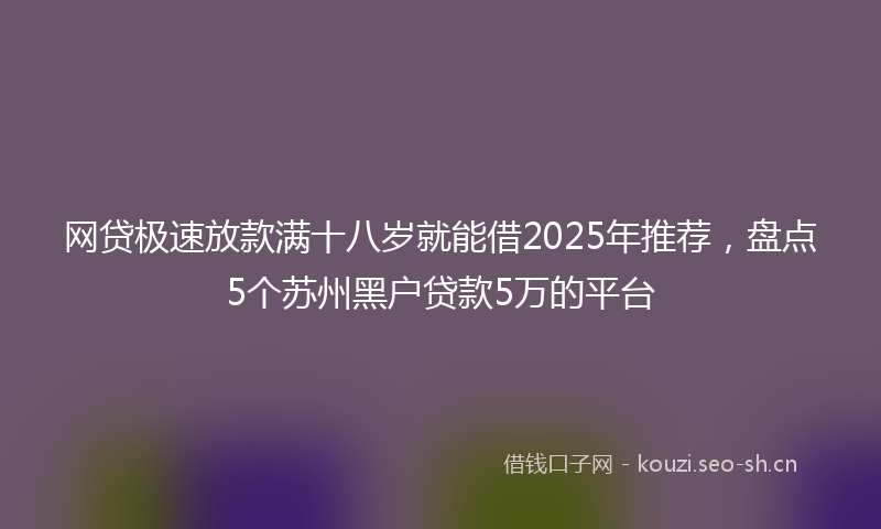网贷极速放款满十八岁就能借2025年推荐，盘点5个苏州黑户贷款5万的平台