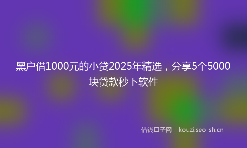 黑户借1000元的小贷2025年精选，分享5个5000块贷款秒下软件