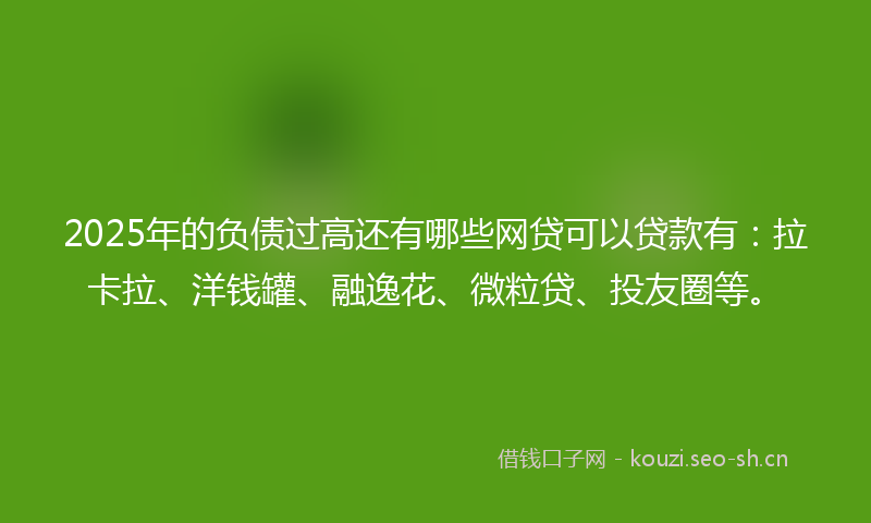 2025年的负债过高还有哪些网贷可以贷款有：拉卡拉、洋钱罐、融逸花、微粒贷、投友圈等。