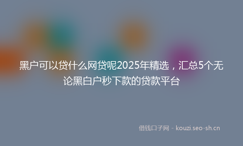 黑户可以贷什么网贷呢2025年精选，汇总5个无论黑白户秒下款的贷款平台