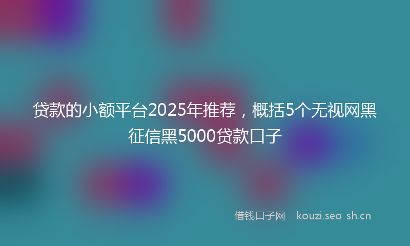 贷款的小额平台2025年推荐，概括5个无视网黑征信黑5000贷款口子