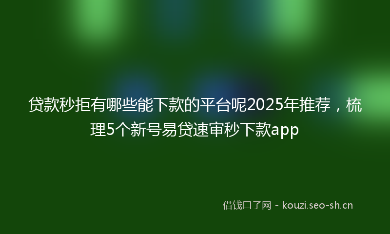 贷款秒拒有哪些能下款的平台呢2025年推荐，梳理5个新号易贷速审秒下款app