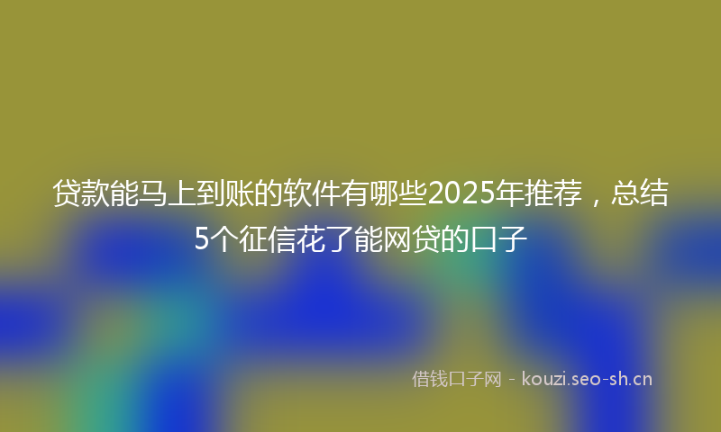贷款能马上到账的软件有哪些2025年推荐，总结5个征信花了能网贷的口子