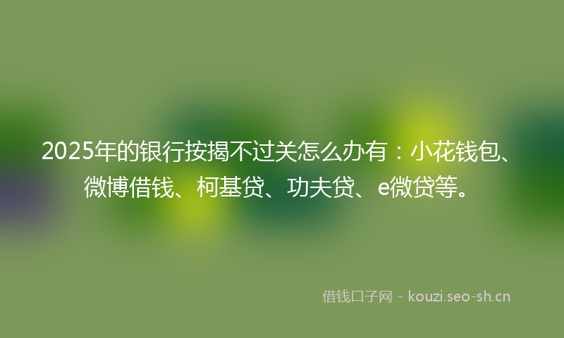 2025年的银行按揭不过关怎么办有：小花钱包、微博借钱、柯基贷、功夫贷、e微贷等。