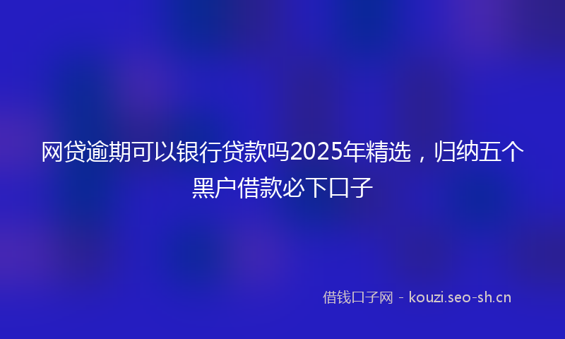 网贷逾期可以银行贷款吗2025年精选，归纳五个黑户借款必下口子