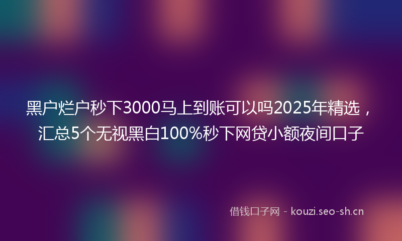 黑户烂户秒下3000马上到账可以吗2025年精选，汇总5个无视黑白100%秒下网贷小额夜间口子