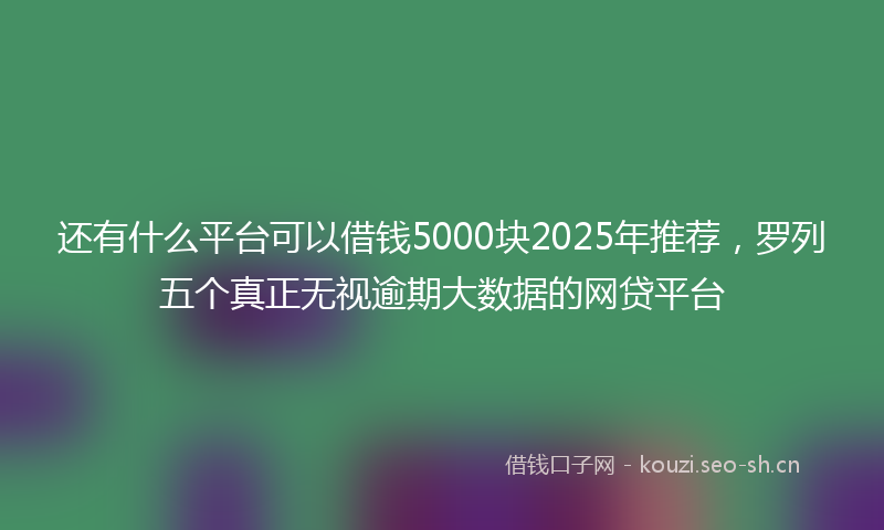 还有什么平台可以借钱5000块2025年推荐，罗列五个真正无视逾期大数据的网贷平台