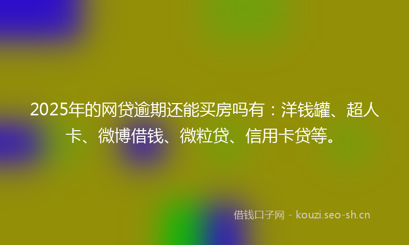 2025年的网贷逾期还能买房吗有：洋钱罐、超人卡、微博借钱、微粒贷、信用卡贷等。