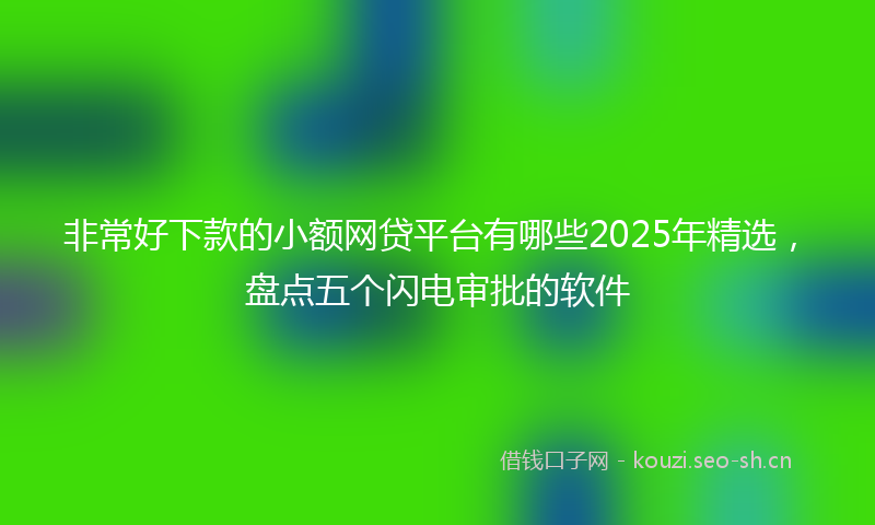 非常好下款的小额网贷平台有哪些2025年精选，盘点五个闪电审批的软件