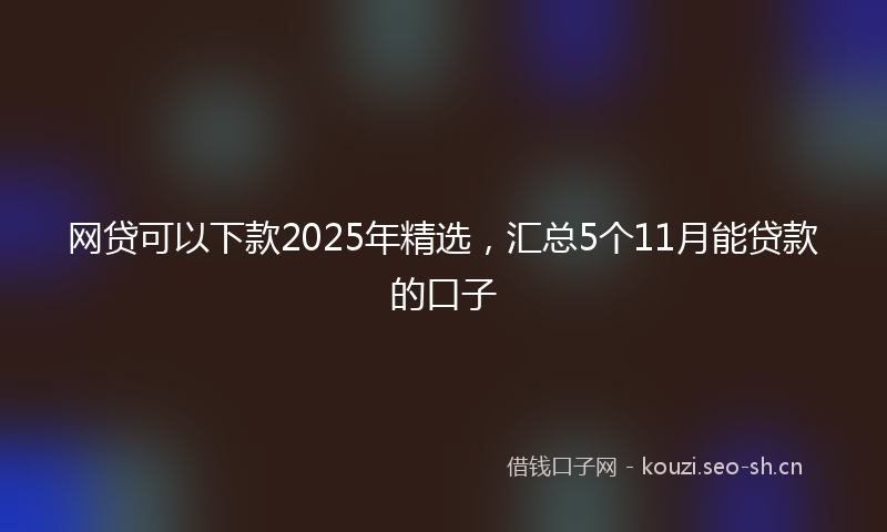网贷可以下款2025年精选，汇总5个11月能贷款的口子
