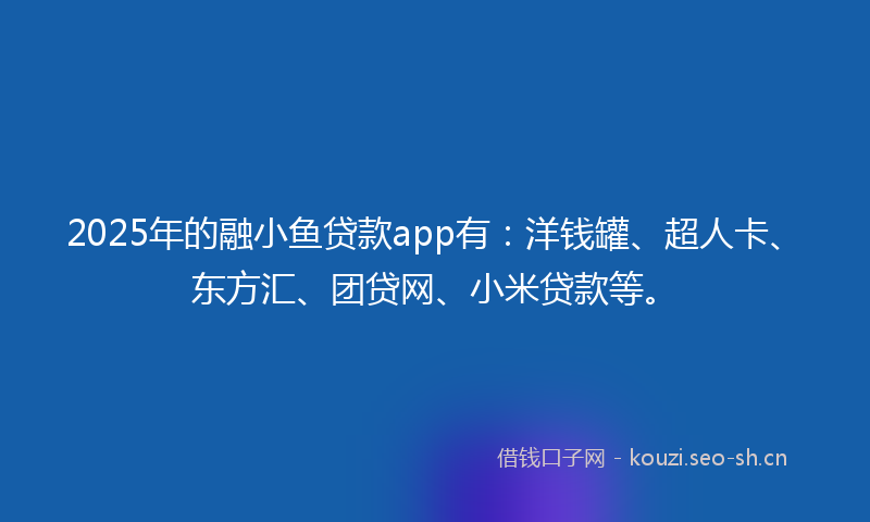 2025年的融小鱼贷款app有：洋钱罐、超人卡、东方汇、团贷网、小米贷款等。