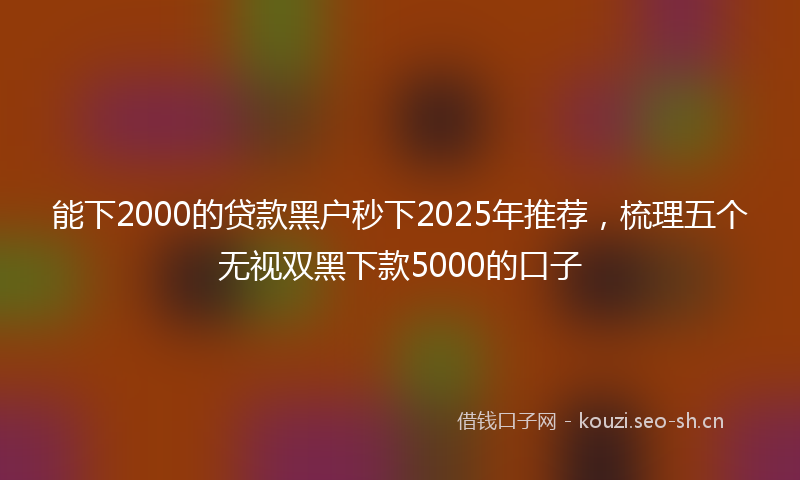 能下2000的贷款黑户秒下2025年推荐，梳理五个无视双黑下款5000的口子