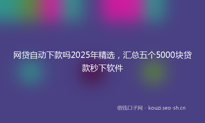网贷自动下款吗2025年精选，汇总五个5000块贷款秒下软件