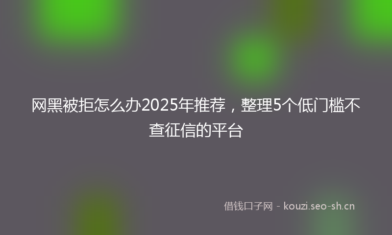 网黑被拒怎么办2025年推荐，整理5个低门槛不查征信的平台