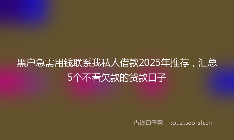 黑户急需用钱联系我私人借款2025年推荐，汇总5个不看欠款的贷款口子