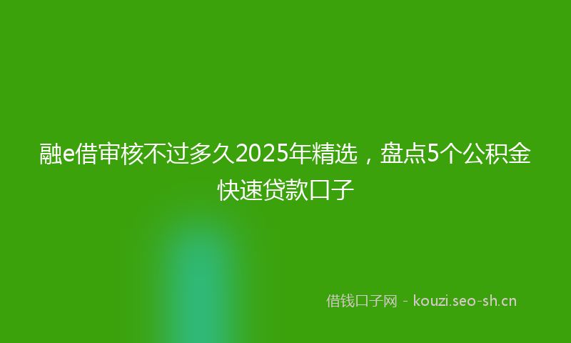 融e借审核不过多久2025年精选，盘点5个公积金快速贷款口子