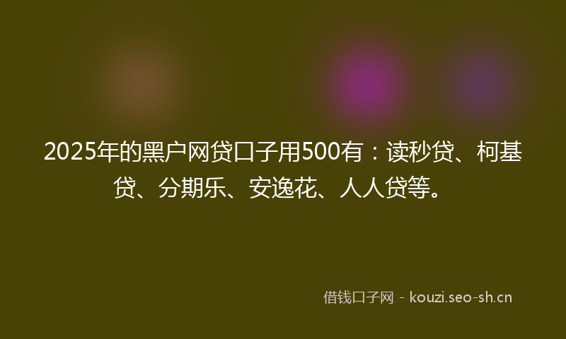 2025年的黑户网贷口子用500有：读秒贷、柯基贷、分期乐、安逸花、人人贷等。