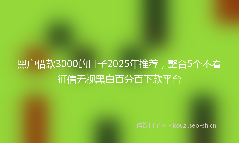 黑户借款3000的口子2025年推荐，整合5个不看征信无视黑白百分百下款平台