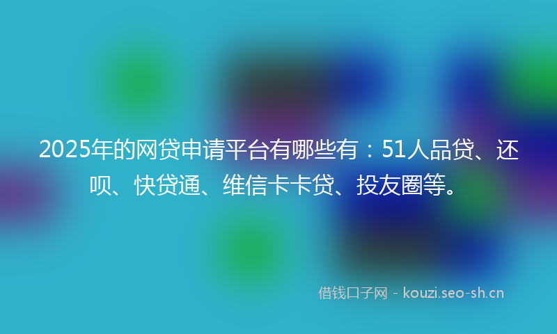 2025年的网贷申请平台有哪些有：51人品贷、还呗、快贷通、维信卡卡贷、投友圈等。