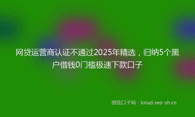 网贷运营商认证不通过2025年精选，归纳5个黑户借钱0门槛极速下款口子