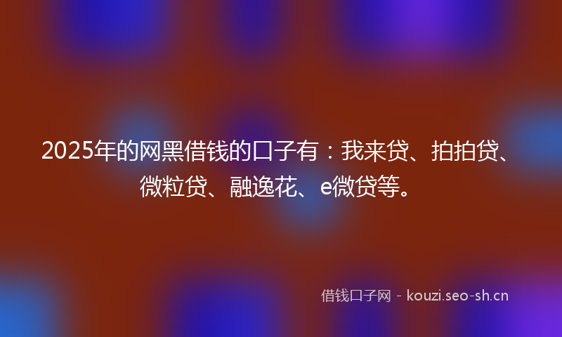 2025年的网黑借钱的口子有：我来贷、拍拍贷、微粒贷、融逸花、e微贷等。