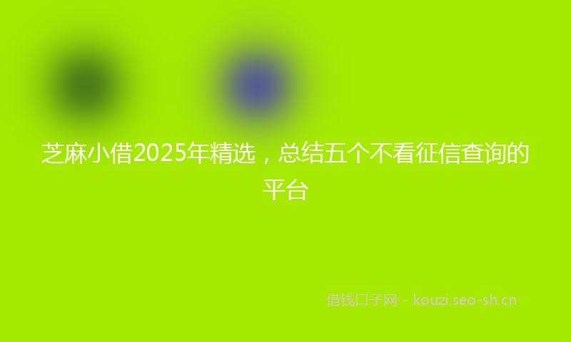 芝麻小借2025年精选，总结五个不看征信查询的平台